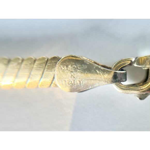 Milor Vintage 925 Sterling Silver Gold-toned Snake Choker Necklace 18” Italy 4mm - Picture 8 of 8